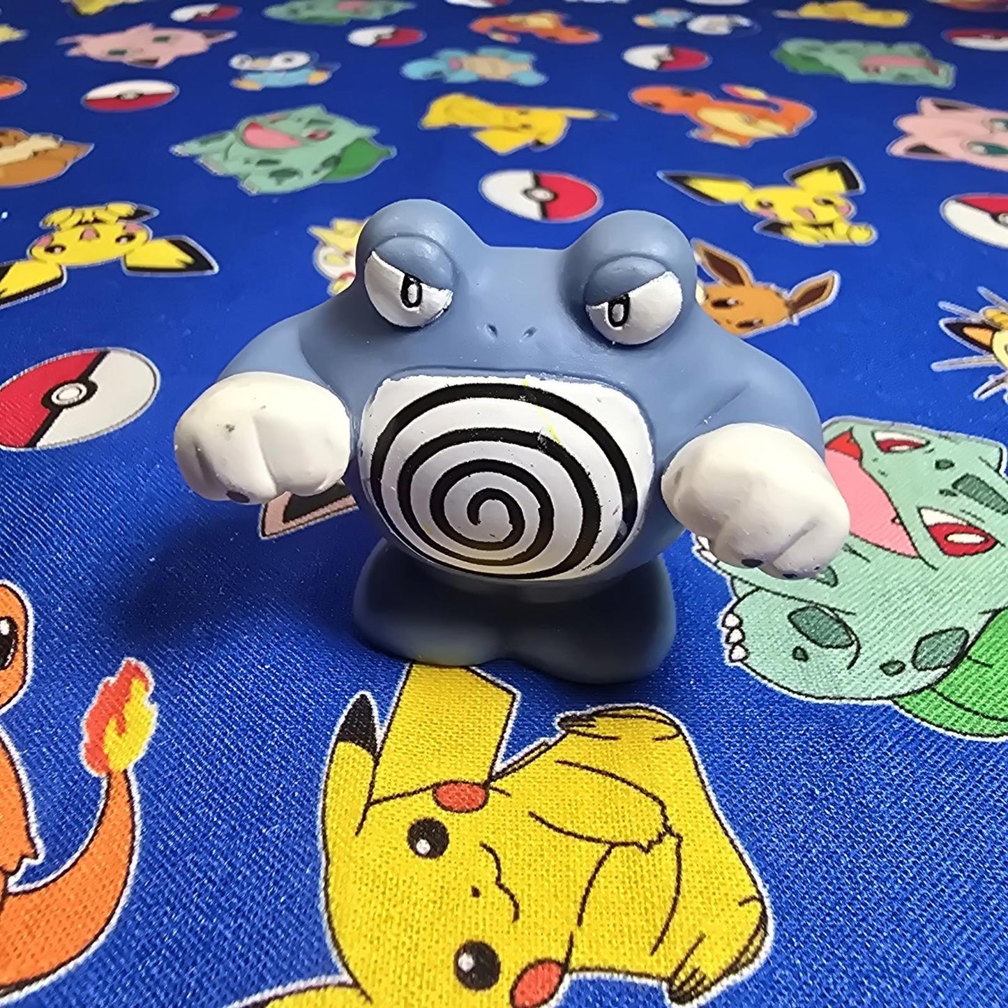 Pokemon Poliwrath Dark Figure Finger Puppet 1997 Bandai Nintendo PVC Vintage US