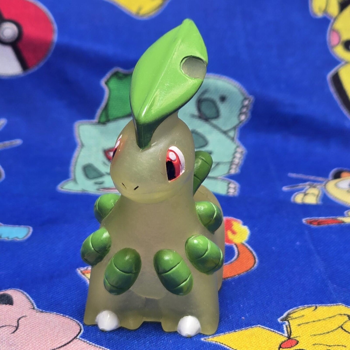 Pokemon Bayleef Clear Figure Finger Puppet 2001 Nintendo Bandai PVC Japan USA