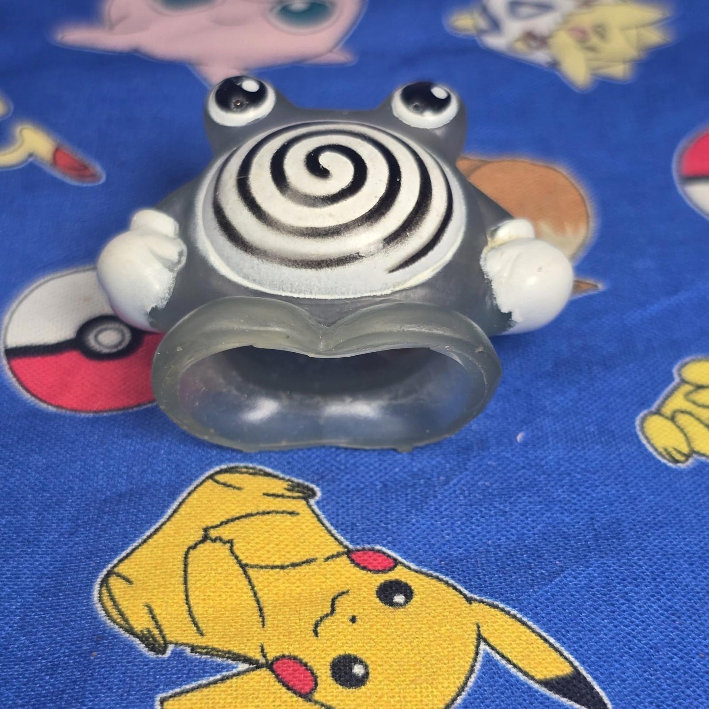 Pokemon Poliwhirl Clear Figure Finger Puppet 1996 Bandai Nintendo PVC Japan USA