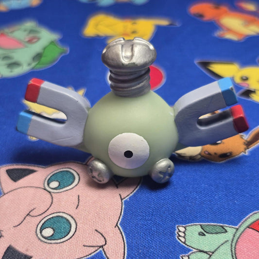 Pokemon Magnemite Green Figure Finger Puppet 1997 Bandai Nintendo PVC Vintage US