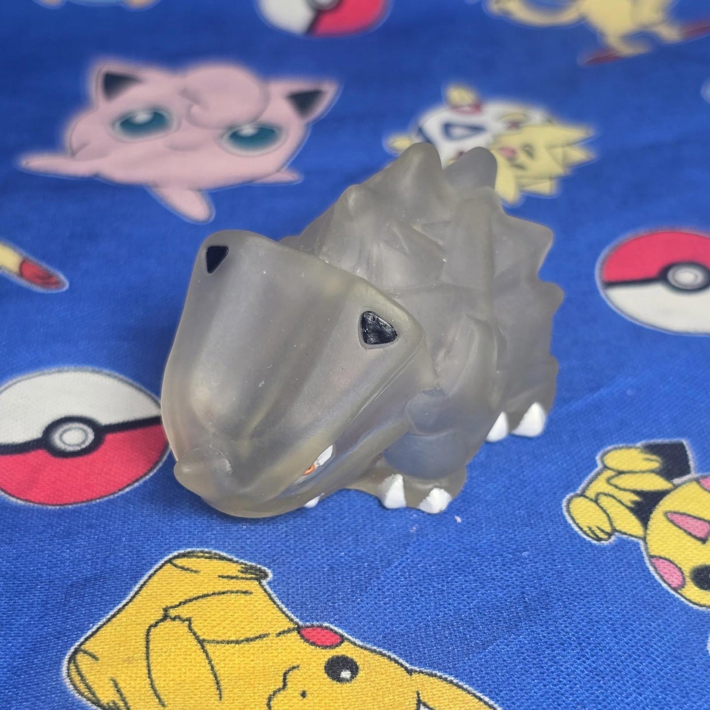 Pokemon Rhyhorn Clear Figure Finger Puppet 1996 Nintendo Bandai Vintage Japan US