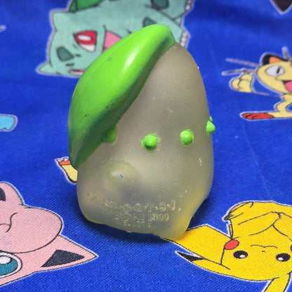 Pokemon Chikorita Clear Figure Finger Puppet 1999 Nintendo Bandai PVC Vintage