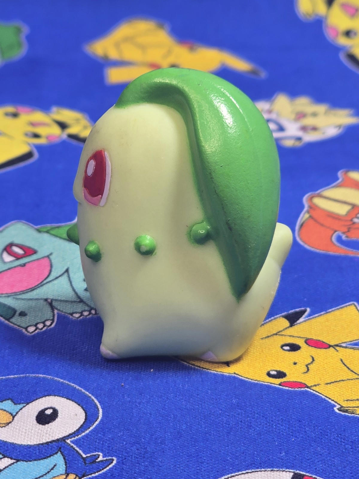 Pokemon Chikorita Figure Finger Puppet 1999 Nintendo Bandai PVC Vintage Japan US