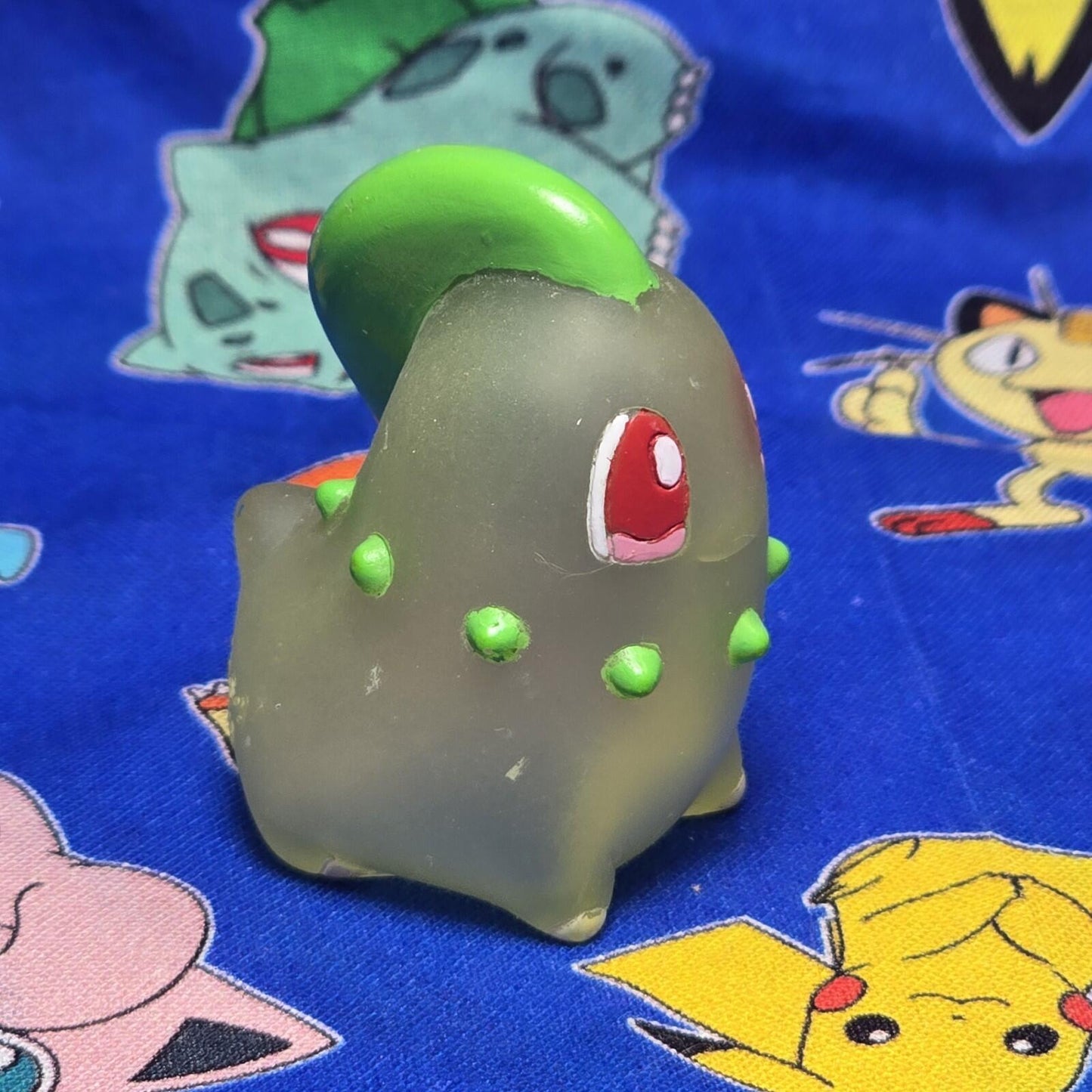 Pokemon Chikorita Clear Figure Finger Puppet 1999 Nintendo Bandai PVC Vintage