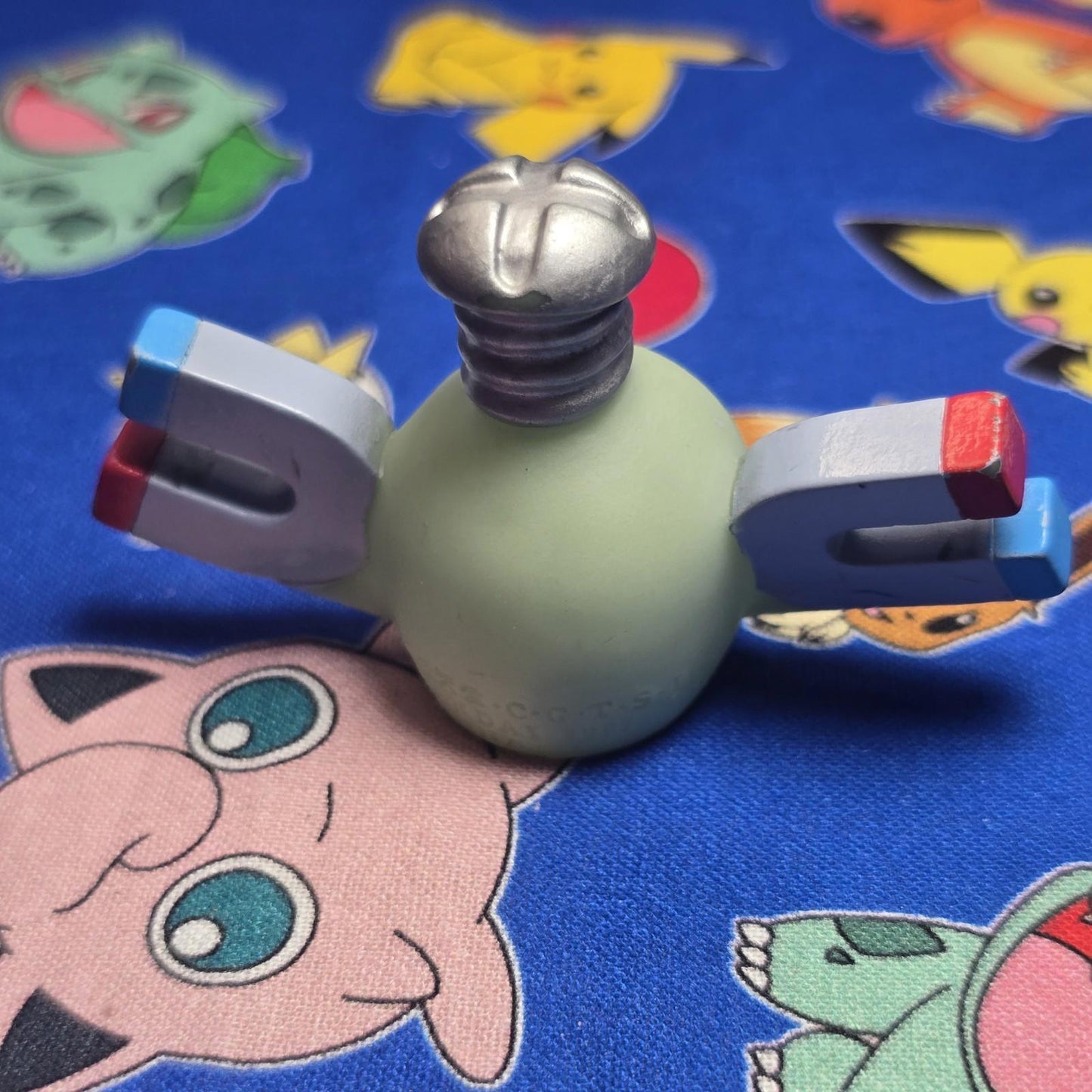 Pokemon Magnemite Green Figure Finger Puppet 1997 Bandai Nintendo PVC Vintage US