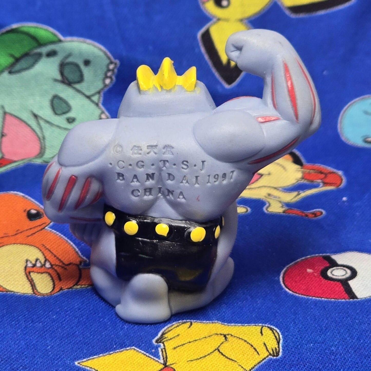 Pokemon Machoke Dark Figure Finger Puppet 1997 Nintendo Bandai PVC Vintage Japan