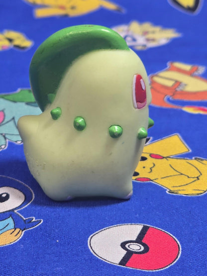 Pokemon Chikorita Figure Finger Puppet 1999 Nintendo Bandai PVC Vintage Japan US