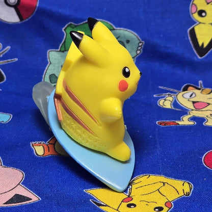 Pokemon Pikachu Surfing Blue Figure Finger Puppet 1997 Bandai Nintendo Vintage